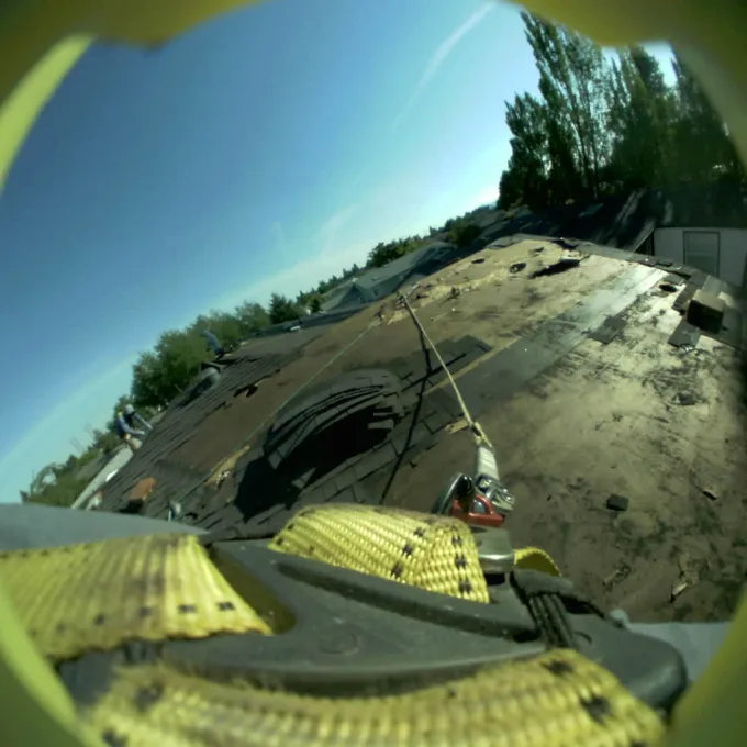 Roof surface and skyline in low sun